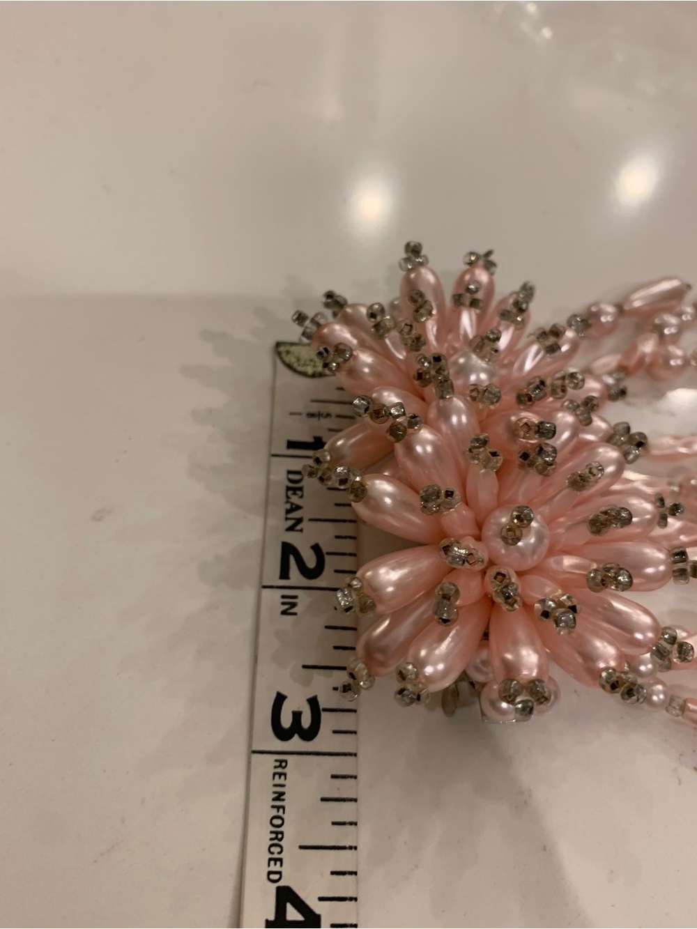 Vintage Hair Clip Pink Pearlized Dangle Drop Fancy Hair Barrette 4” x 3” 1980’s. - Picture 6 of 8